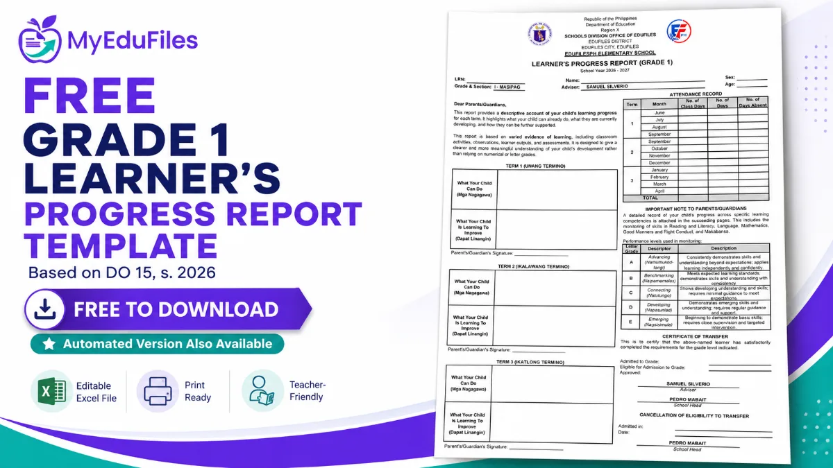 Learner's Progress Report for Grade 1